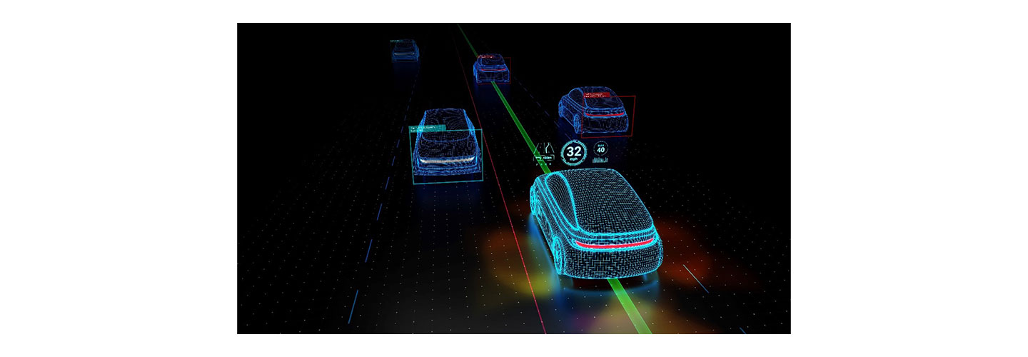 An image that shows how sensor cameras recognize vehicles on the road