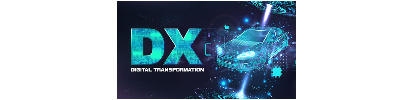 An illustration of an automobile outlined with a bright blue light on the right and 