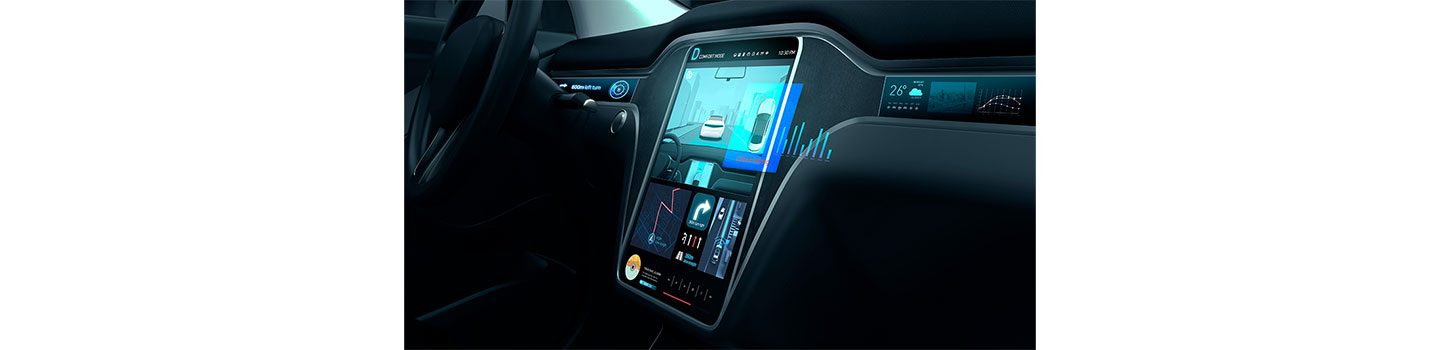 An image of a display installed in a vehicle