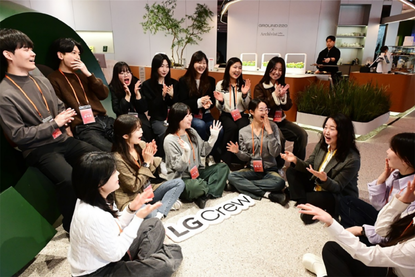A picture of LG Crew members gathered around