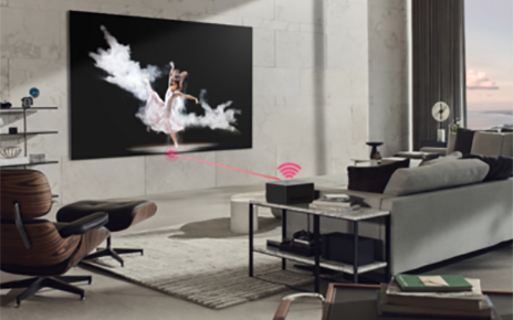 A image of living room setting with LG OLED M and the Zero Connect Box