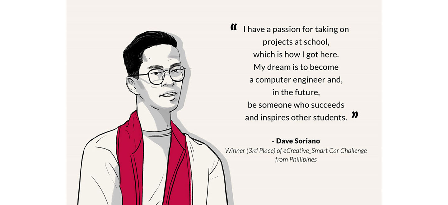 Illustration of Dave Soriano, a winner of 2023 GITC, with a quote overlapping