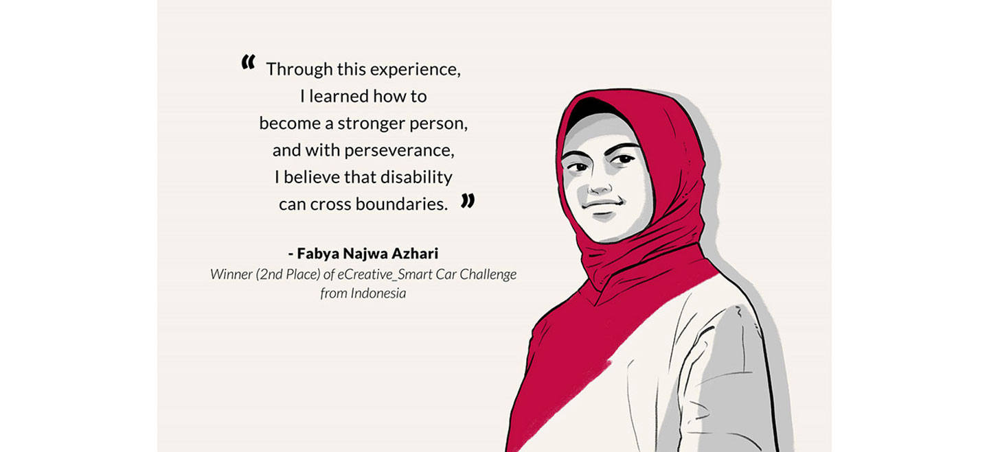 Illustration of Fabya Najwa Azhari, a winner of 2023 GITC, with a quote overlapping