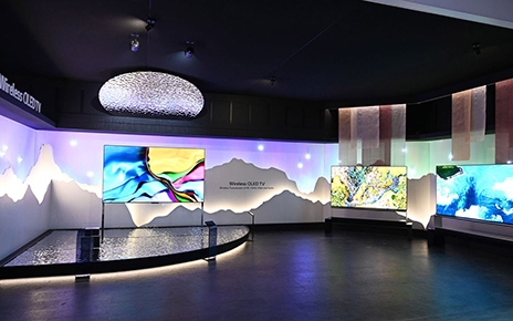 LG SIGNATURE OLED M on display at LG's booth during CES 2023