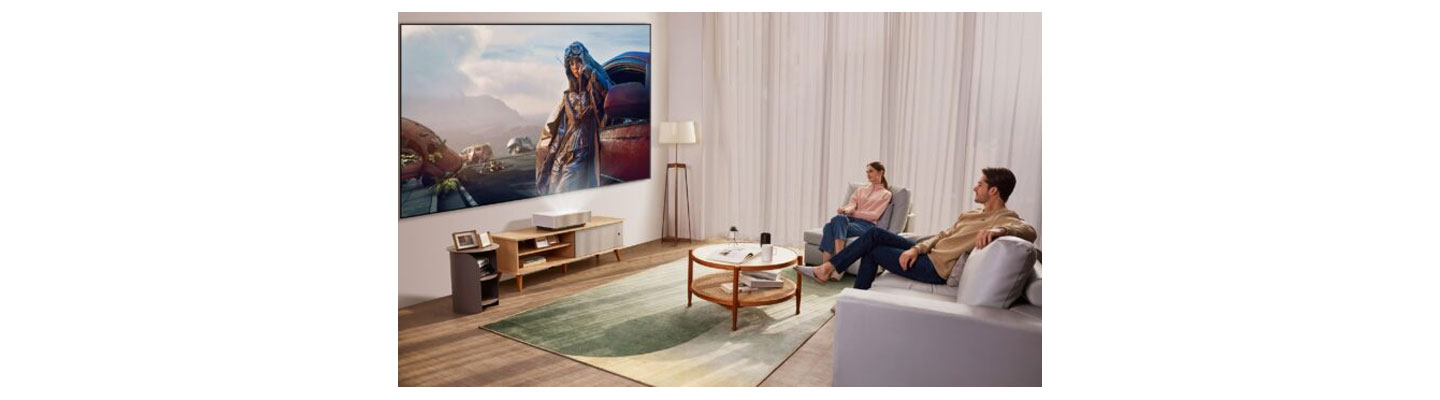 The latest CineBeam 4K laser projector models LG HU710P and LG HU715Q (from left to right)