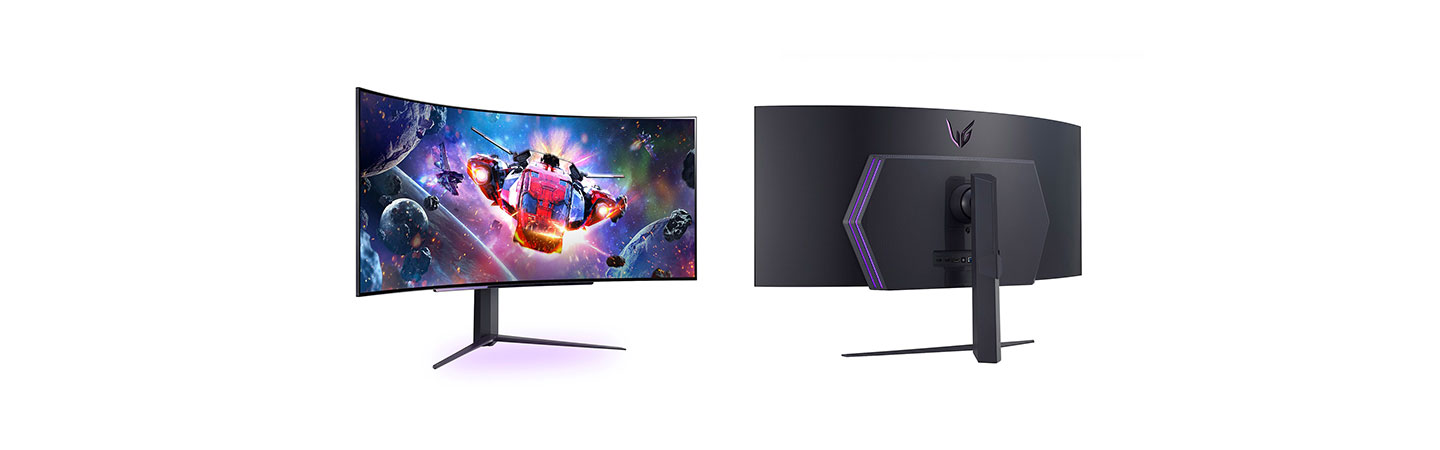 LG UltraGear OLED Gaming Monitor – Front and rear view