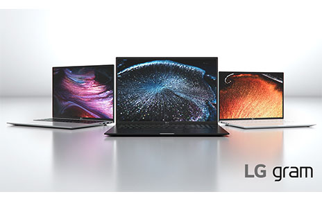 LG gram's new lineup for 2021 in all three colors - silver, black and white