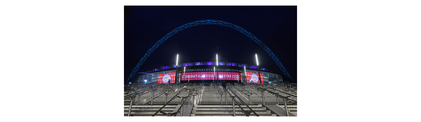 An image of new LED facade erected at the Wembley stadium (Night/Front view)