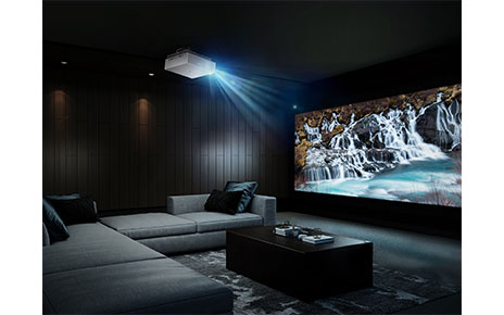 LG CineBeam 4K UHD Laser projector delivering vibrant, crystal clear images in a dark room