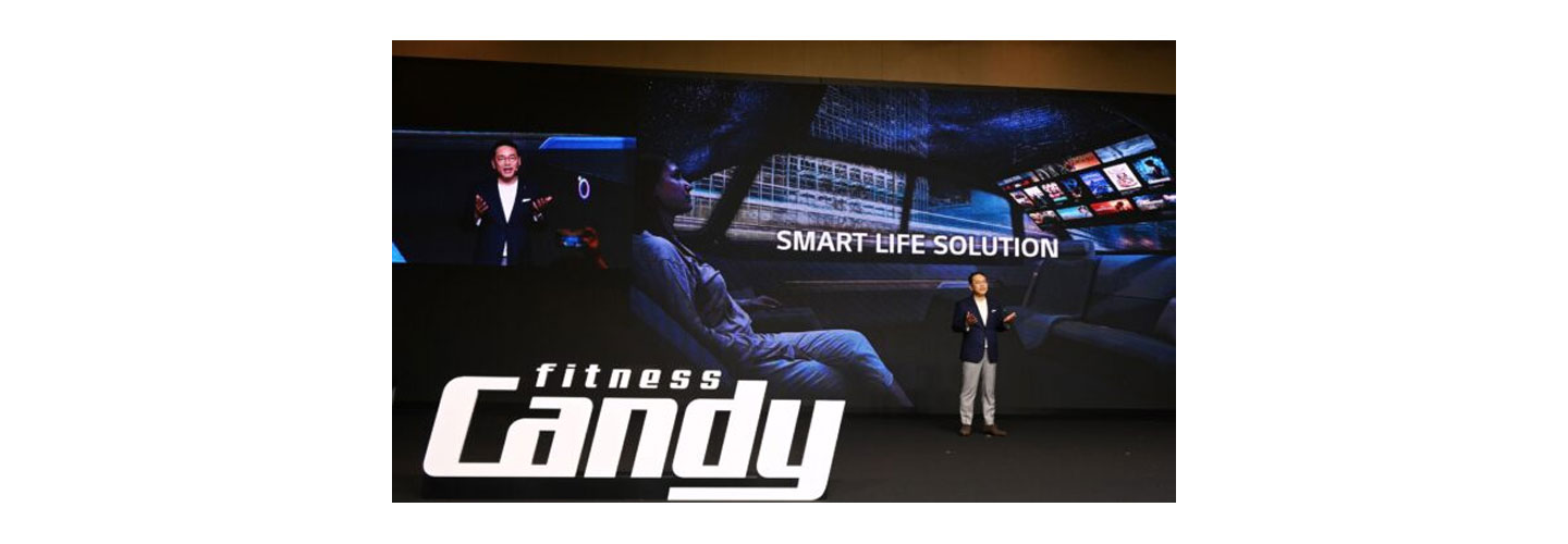 LG Electronics CEO Cho Joo-wan presenting a new venture during the launch ceremony of Fitness Candy at Conrad Seoul on Thursday
