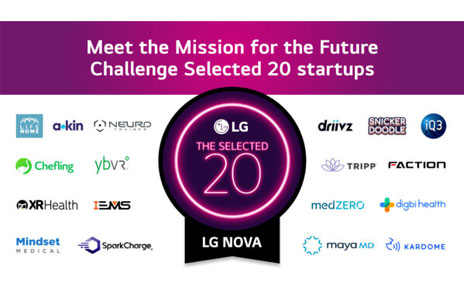 An image with the logo of 18 startups advancing to the next stage of its Mission for the Future global challenge competition with the title 'Meet the Mission for Future Challenge Selected 20 Startups' on top