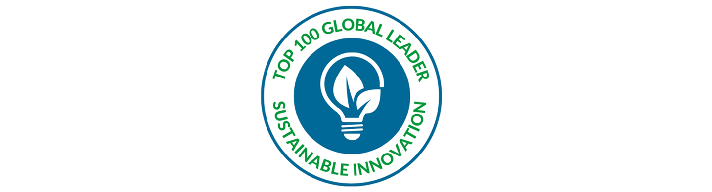 A logo in a shape of circle with an illustration of a lightbulb in the center and the phrases 