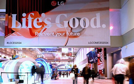 A photo of an LG sign at CES 2024