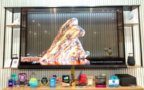 A photo of the LG transparent OLED T