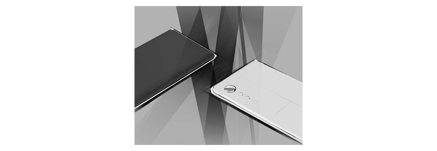 Render image of LG’s upcoming flagship smartphone in black and white