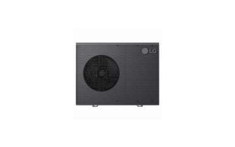LG’s Therma V™ R32 Split outdoor unit is displayed against a light background.