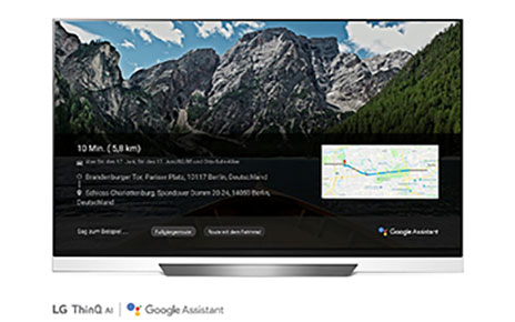 A front view of LG OLED TV showing Google Maps.