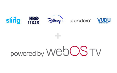 The ‘powered by webOS TV’ logo below the logos of popular global streaming services coming to the TVs 