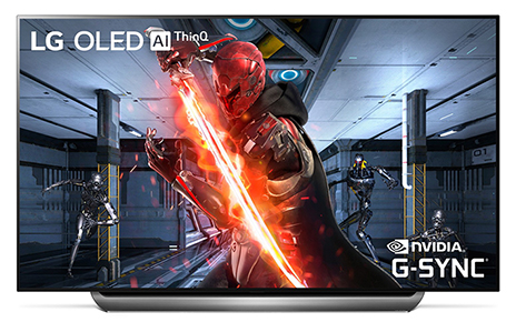A front view of LG OLED TV with NVIDIA G-SYNC.