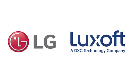 The logos of LG Electronics and Luxoft to acknowledge the new partnership to improve and expand the webOS Auto platform