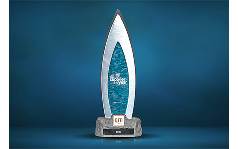 The trophy of General Motors' Supplier of the Year Award