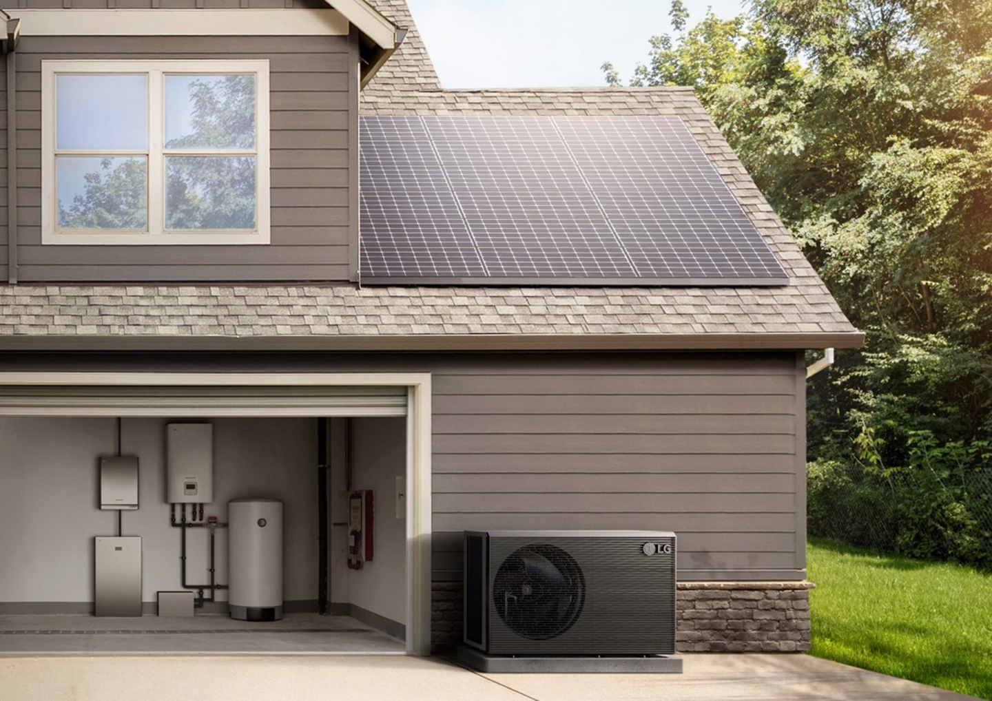 An image of the exterior of a home with responsible practices and technologies 