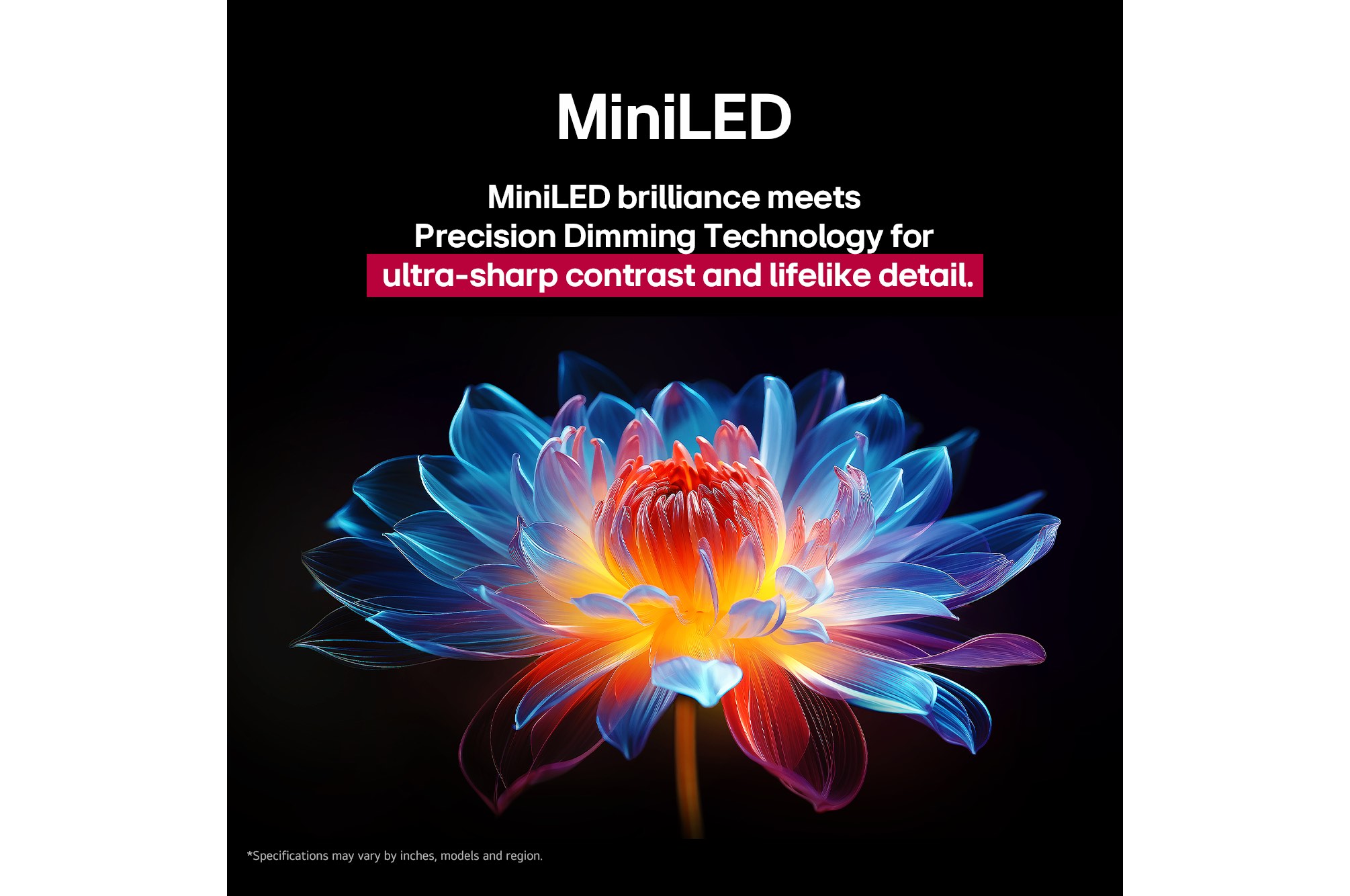The alpha 7 AI Processor Gen8 lights up yellow and colorful bolts of light shoot out from it. The title talks about how the processor delivers 4K quality, stunning color and brightness.
