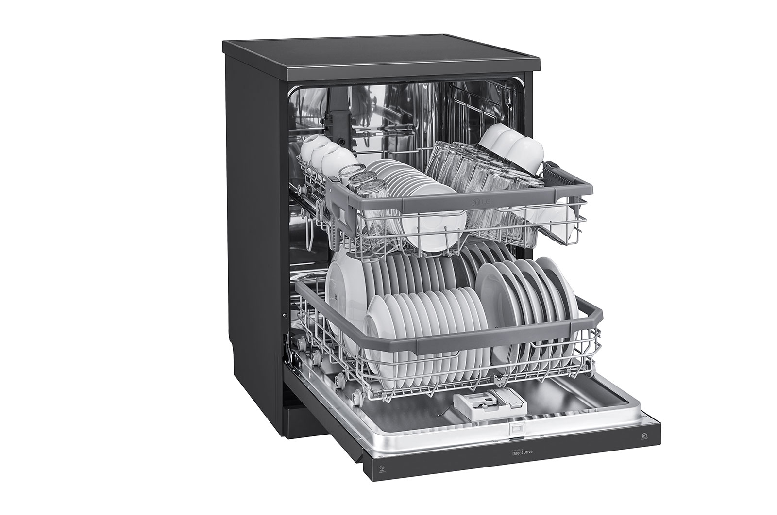LG Dishwasher, TrueSteam®, 14 Place Settings, QuadWash™, EasyRack™ Plus, ThinQ™ (Wi-Fi), Direct Drive Motor, Matt Black, DFB424FM