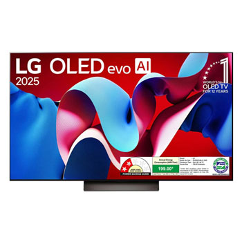 Front view of LG OLED AI 139cm (55) TV (C4), a9 Gen7 AI Processor 4K, 40W Audio Output, 120Hz Native Refresh Rate OLED55C46LA