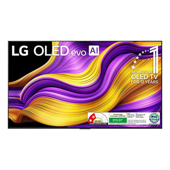 Front view of LG OLED evo AI 139cm (55) TV (G5), a11 Gen2 AI Processor 4K, VRR 165Hz Refresh Rate, Dolby Vision & Atmos OLED55G56LA