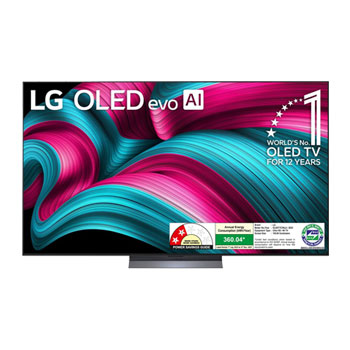 Front view of LG OLED evo 195cm (77) TV (C5), α9 AI Processor 4K Gen8, VRR 144Hz Refresh Rate, Dolby Vision & Atmos OLED77C56LA