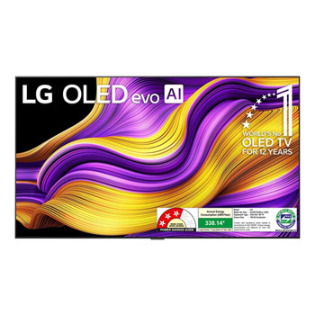 Front view of LG OLED evo AI 195cm (77) TV (G5), a11 Gen2 AI Processor 4K, VRR 165Hz Refresh Rate, Dolby Vision & Atmos OLED77G56LA