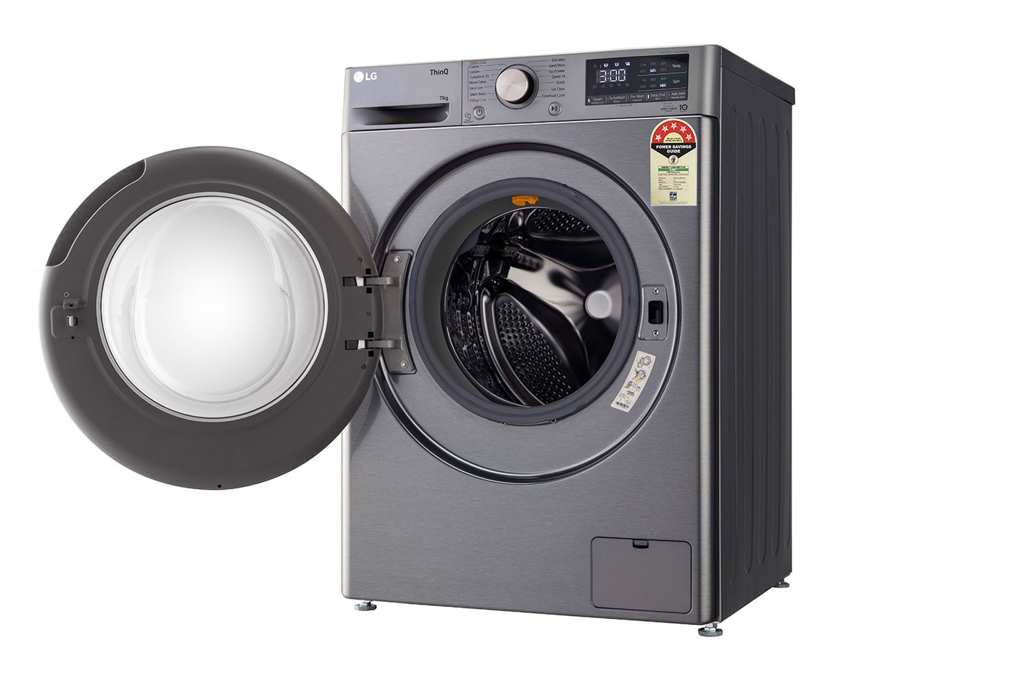 LG 11Kg Front Load Washing Machine, AI Direct Drive™, Platinum Silver, FHP1411Z9P