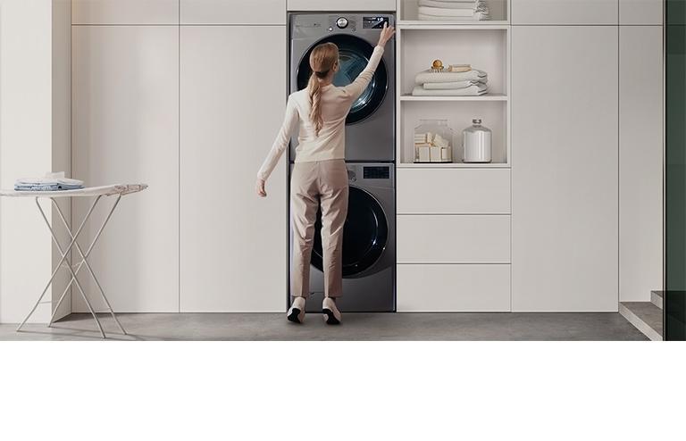 The control panel on LG washtower is easy to access