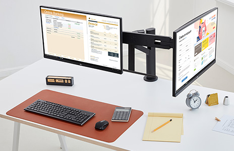 LG Ergo Monitor – Height Pivot and Tilt Adjustable Display with Clamp Stand for Ergonomic Workspace