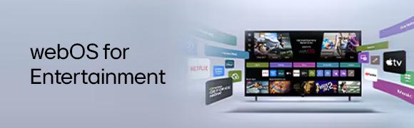 LG Smart TV running webOS with over four thousand global streaming apps and LG Channels for home entertainment
