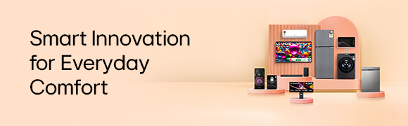 LG Life Upgrade Sale - smart innovation of everyday comfort banner with the best offers on home appliances and smart TVs in India