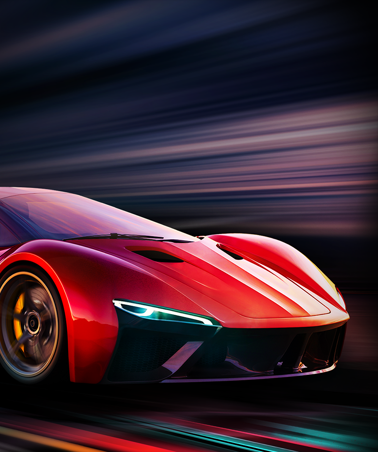 Side-by-side comparison of a racing car game and the difference in refresh rate. On one side, the refresh rate is lower resulting in more motion blur. On the other side, the refresh rate is high showing the car completely in focus.