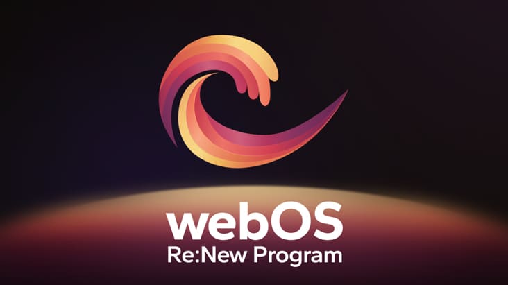 webOS Re:New Program logo and name with the CES Innovation Awards 2025 Honoree badge near it. 