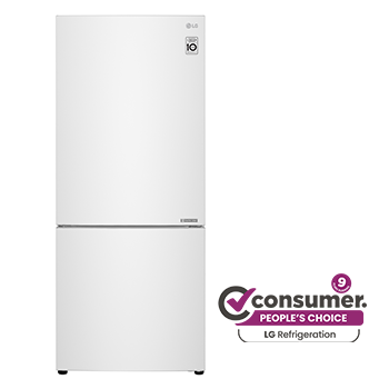 Front view LG GB-455WL 420L Bottom Mount Fridge - White Finish