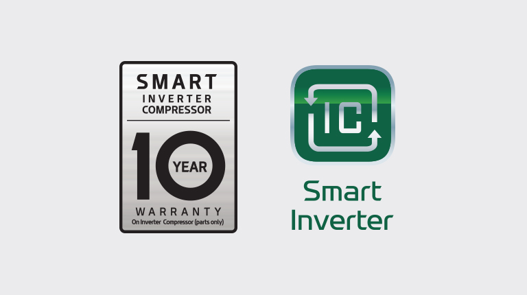 The lg bottom freezer refrigerator features a 10-year parts warranty on the smart inverter compressor, which regulates the cooling in the refrigerator.