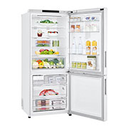 Front open view LG GB-455WL 420L Bottom Mount Fridge - White Finish