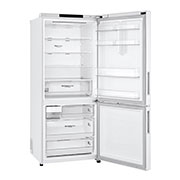 Front open view LG GB-455WL 420L Bottom Mount Fridge - White Finish