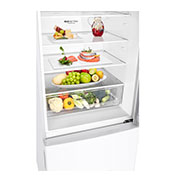 Front open view LG GB-455WL 420L Bottom Mount Fridge - White Finish