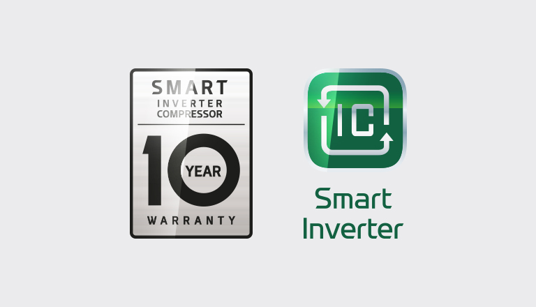 The image of smart inverter compressor 10 years warrenty.	