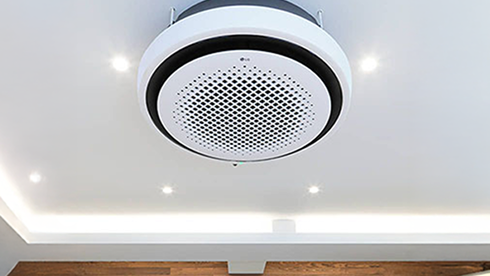 LG Round Cassette is installed on the restaurant ceiling.