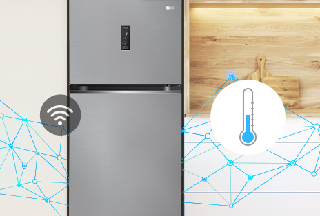 lg top freezer refrigerator utilizing smart fresh air algorithm to analyze usage patterns over a 3-week period for optimized cooling performance.	