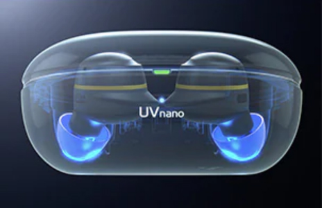 A image of LG TONE Free with UV Nano on.