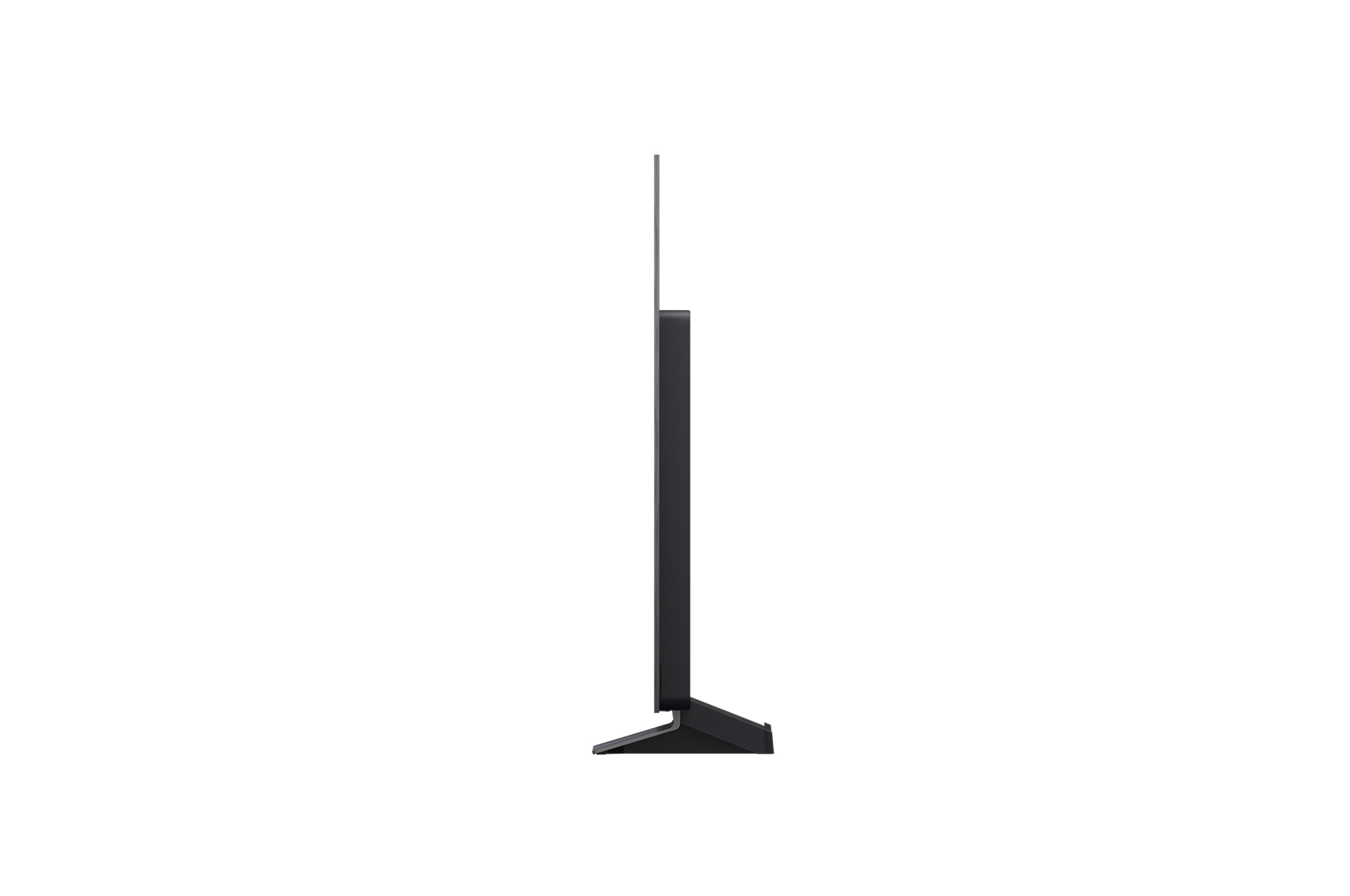 Front view and side view of LG OLED evo AI C5 4K Smart TV showing its length, width, height, and depth dimensions.