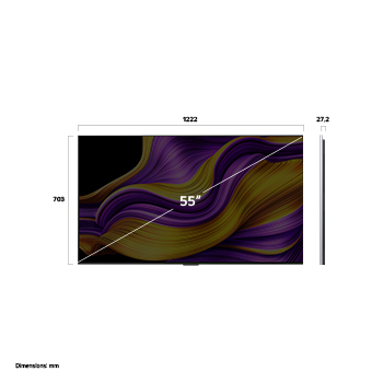 alpha 11 AI Processor Gen2 is against a dark background. It glows with purple and blue light from within illuminating the microchip circuits around it. The title talks about how the processor that is dedicated to LG OLED evo delivers 4K quality, stunning color and brightness with pixel-level precision. Performance statistics are visible. 6.7 times greater AI neural processing, NPU. 2.2 times faster operation, CPU. 3.6 times improved graphics, GPU.